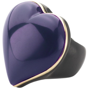 Gold Heart Amethyst Ring in ebony - Click Image to Close